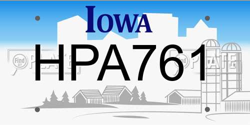 HPA761 Iowa License Plate