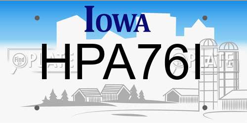 HPA76I Iowa License Plate