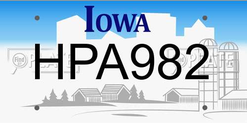 HPA982 Iowa License Plate