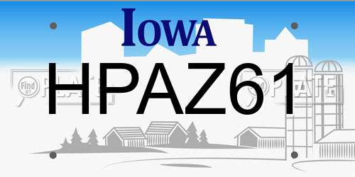 HPAZ61 Iowa License Plate