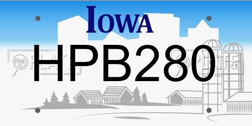 HPB280 Iowa License Plate