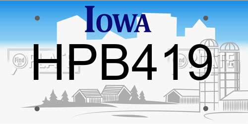 HPB419 Iowa License Plate