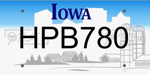 HPB780 Iowa License Plate