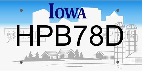 HPB78D Iowa License Plate