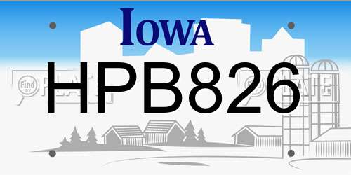 HPB826 Iowa License Plate