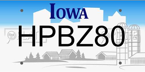 HPBZ80 Iowa License Plate
