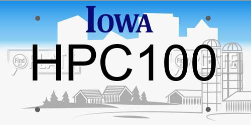 HPC100 Iowa License Plate
