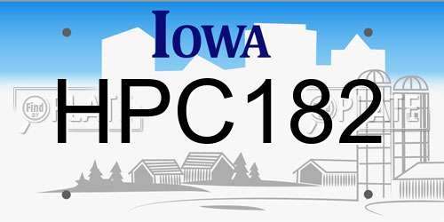 HPC182 Iowa License Plate