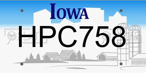 HPC758 Iowa License Plate