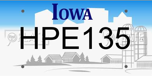 HPE135 Iowa License Plate