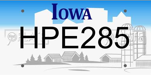 HPE285 Iowa License Plate