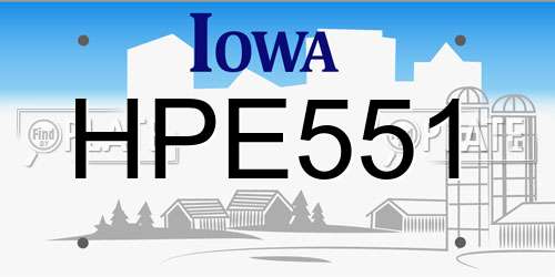 HPE551 Iowa License Plate