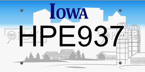 HPE937 Iowa License Plate