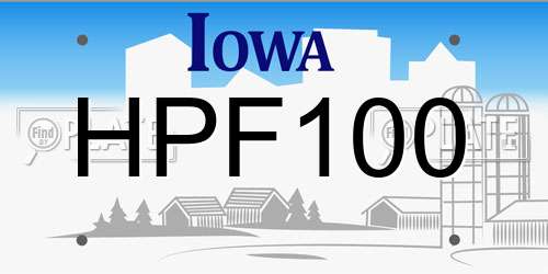 HPF100 Iowa License Plate
