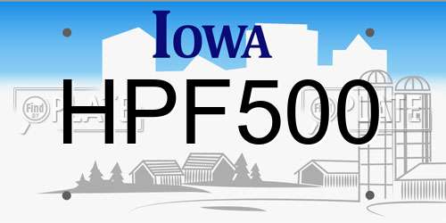 HPF500 Iowa License Plate