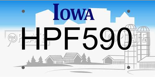 HPF590 Iowa License Plate