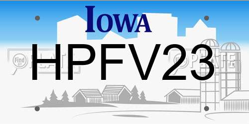 HPFV23 Iowa License Plate