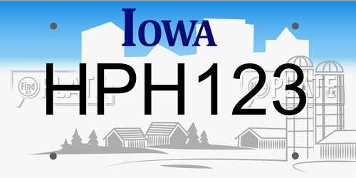 HPH123 Iowa License Plate