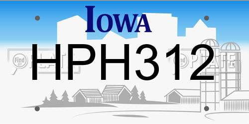 HPH312 Iowa License Plate