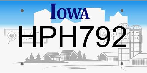 HPH792 Iowa License Plate