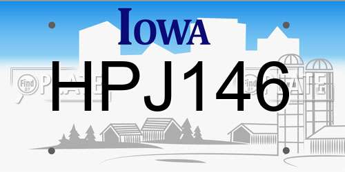 HPJ146 Iowa License Plate