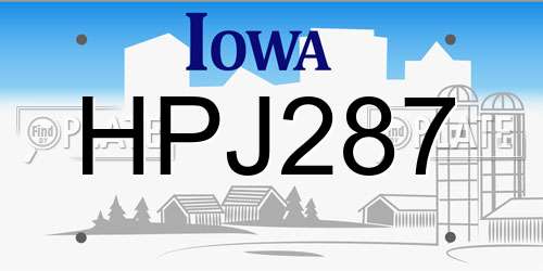 HPJ287 Iowa License Plate