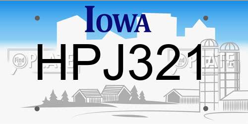 HPJ321 Iowa License Plate