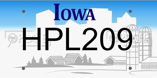 HPL209 Iowa License Plate
