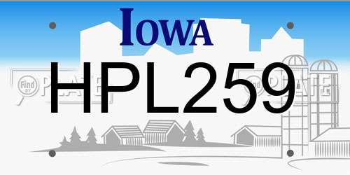 HPL259 Iowa License Plate