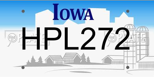 HPL272 Iowa License Plate