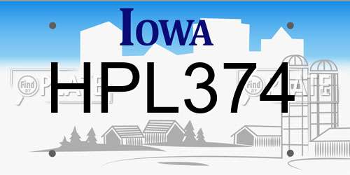 HPL374 Iowa License Plate