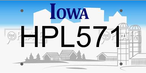 HPL571 Iowa License Plate