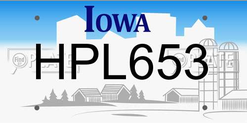 HPL653 Iowa License Plate