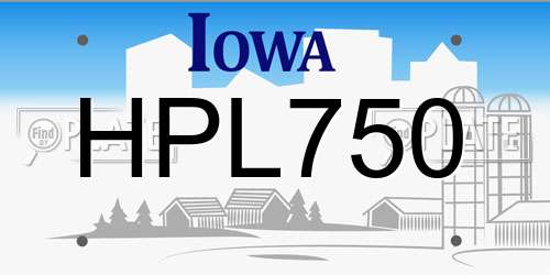 HPL750 Iowa License Plate