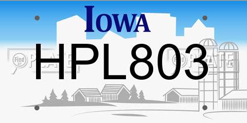 HPL803 Iowa License Plate
