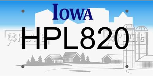 HPL820 Iowa License Plate