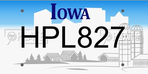 HPL827 Iowa License Plate