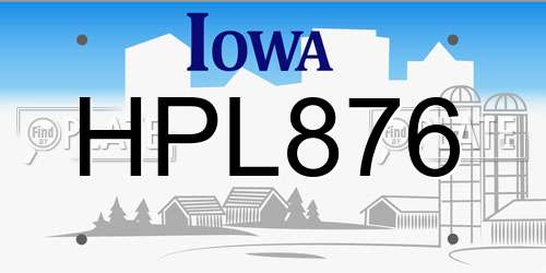 HPL876 Iowa License Plate