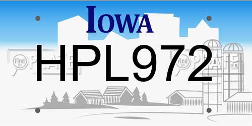 HPL972 Iowa License Plate