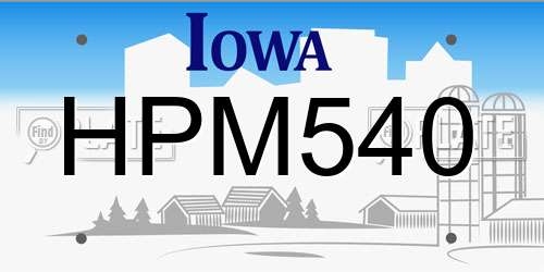 HPM540 Iowa License Plate