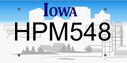 HPM548 Iowa License Plate