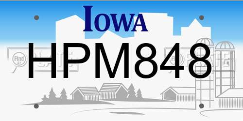 HPM848 Iowa License Plate