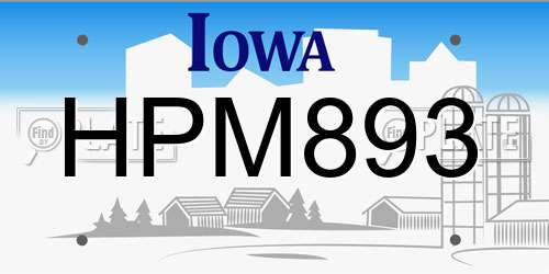 HPM893 Iowa License Plate