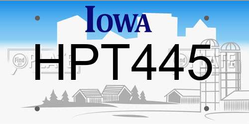 HPT445 Iowa License Plate