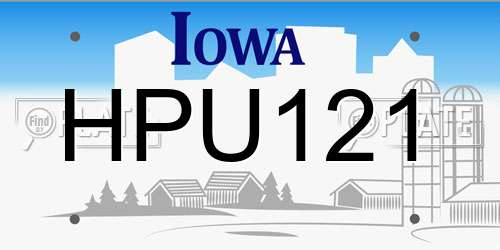 HPU121 Iowa License Plate