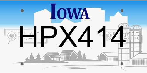 HPX414 Iowa License Plate