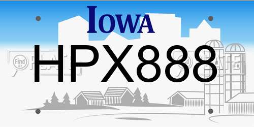 HPX888 Iowa License Plate