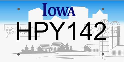 HPY142 Iowa License Plate