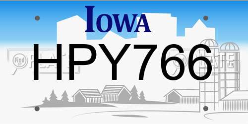 HPY766 Iowa License Plate