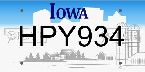HPY934 Iowa License Plate